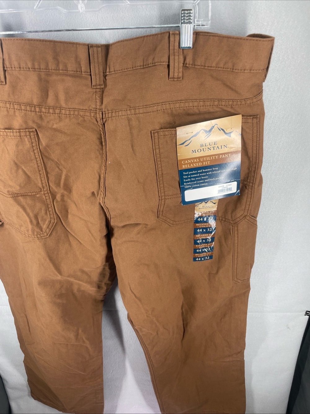 Blue Mountain Mens Khaki Relaxed Fit Canvas Utility Pants Size 44 32-New W/Tags